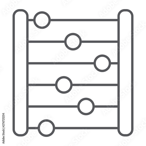 Abacus thin line icon, accounting and mathematics, counting sign, vector graphics, a linear pattern on a white background.