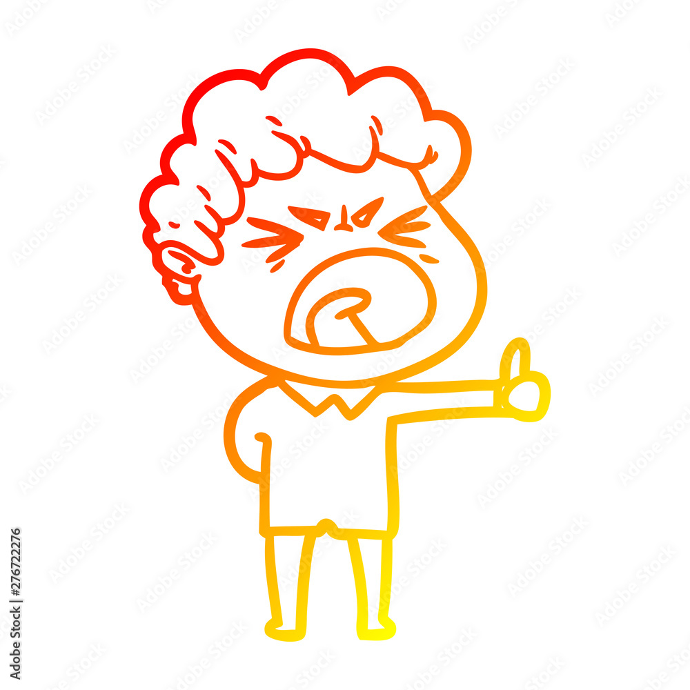 warm gradient line drawing cartoon furious man warm gradient line drawing cartoon furious man