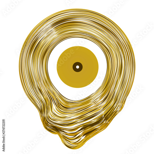 Gramophone Black Vinyl LP Record Silhouette Isolated on White Background. Vector Illustration