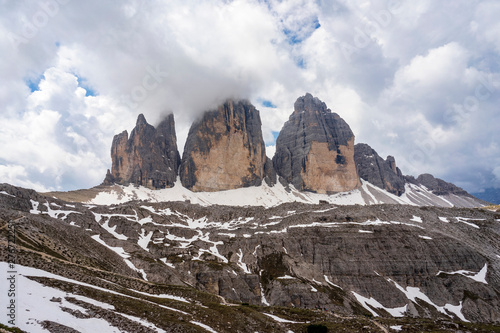 Tre Cime di Lavaredo. Majestic peaks in the Dolomites. Italy.