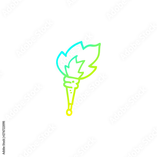 cold gradient line drawing cartoon flaming torch