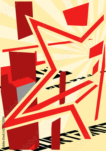 Illustration of abstract constructivism style poster.