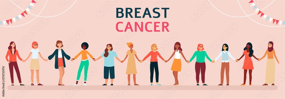 Women of different races and ages against breast cancer.