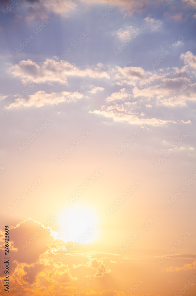 Colorful sky background with clouds at sunrise