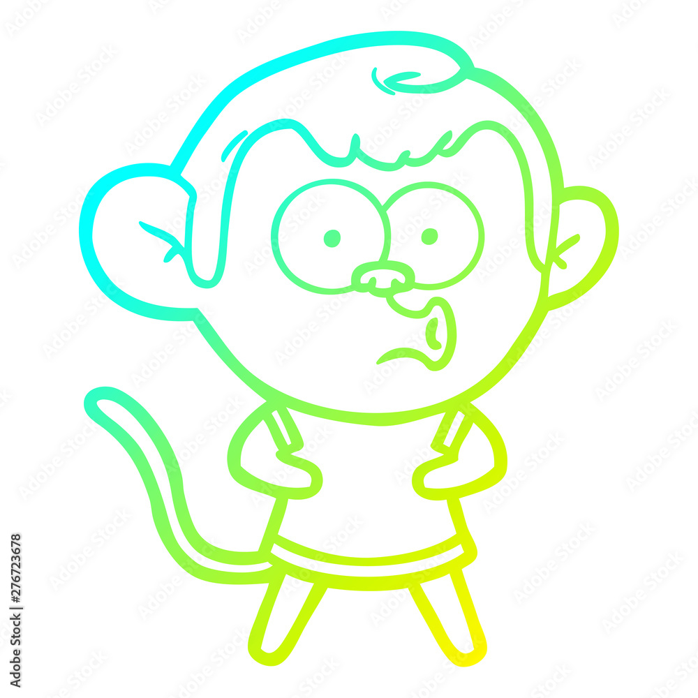 cold gradient line drawing cartoon surprised monkey cold gradient line drawing cartoon surprised monkey