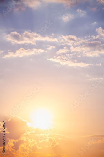 Colorful sky background with clouds at sunrise