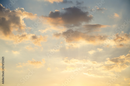 Colorful sky background with clouds at sunrise © Annuitti