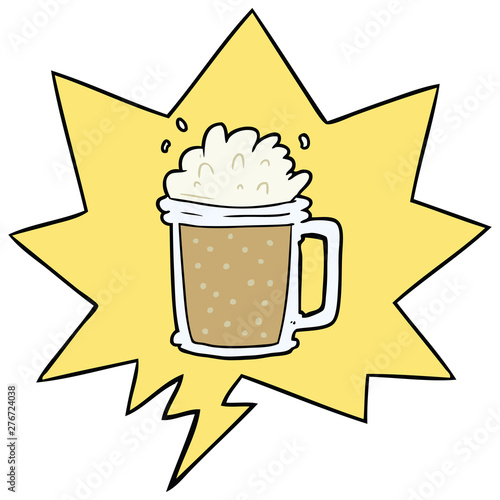 cartoon pint of ale and speech bubble