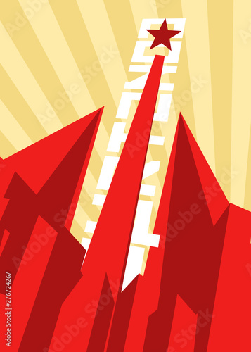 Illustration of abstract constructivism style poster.