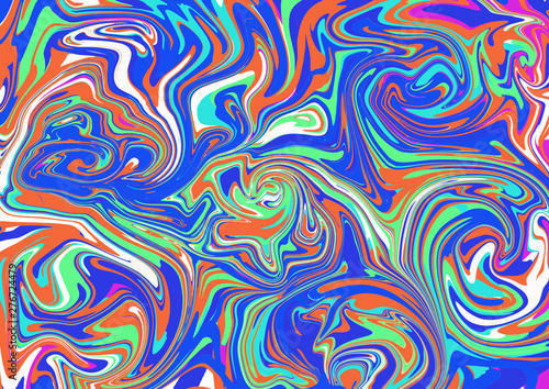 Abstract background with colorful waves. Mixed blue, orange and green paint. You can use to create cards, invitations, covers, fabric design and web design.