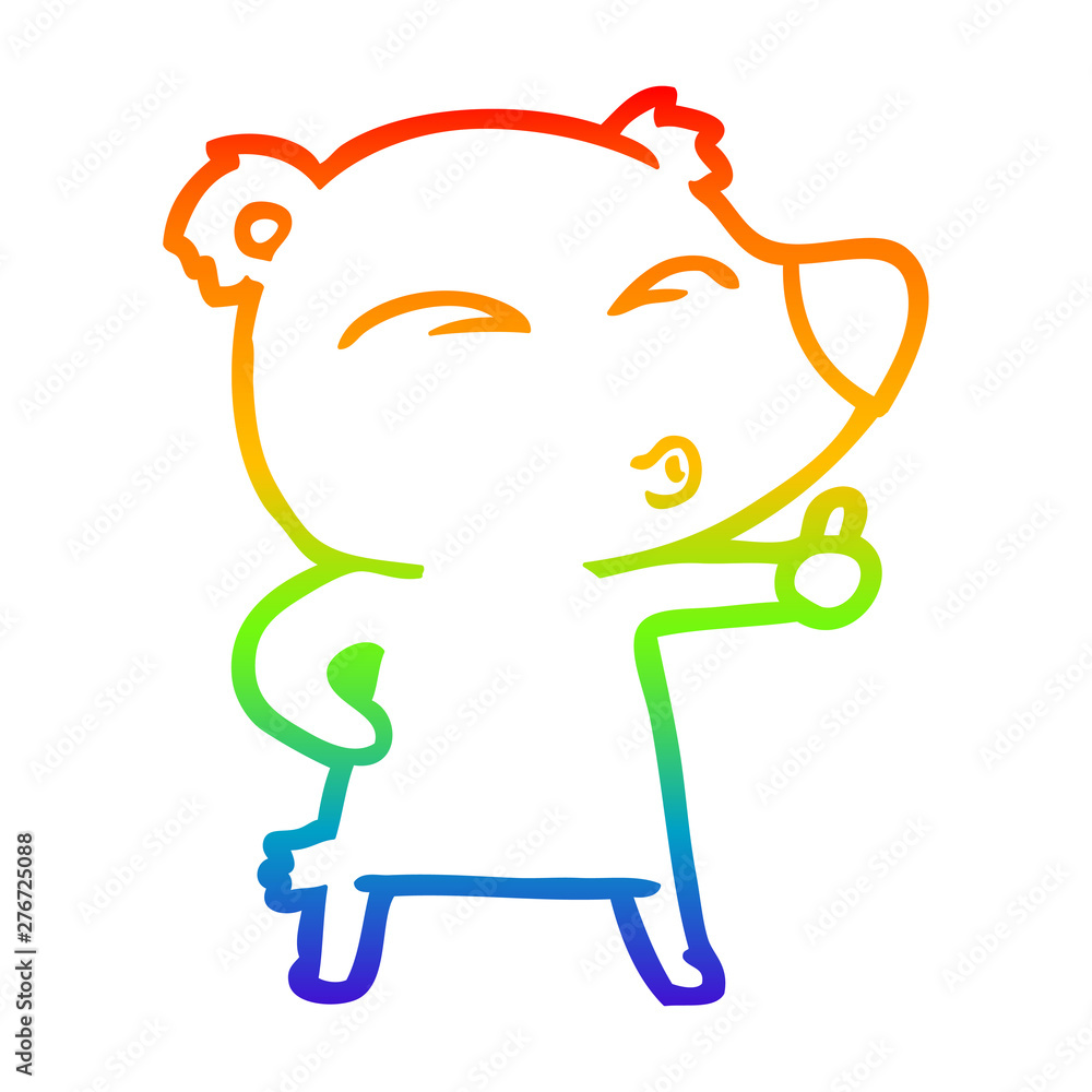 rainbow gradient line drawing cartoon whistling bear rainbow gradient line drawing cartoon whistling bear