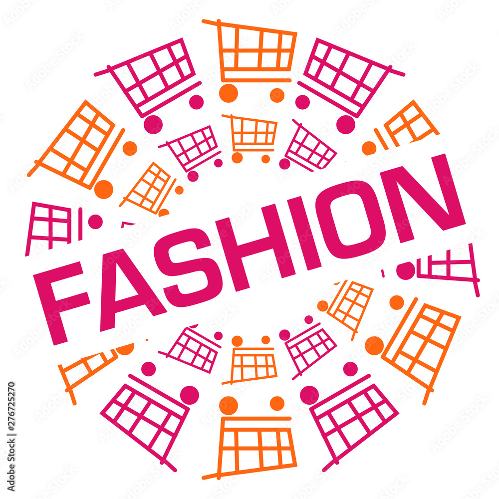 Fashion Pink Orange Shopping Cart Circular Badge Style 