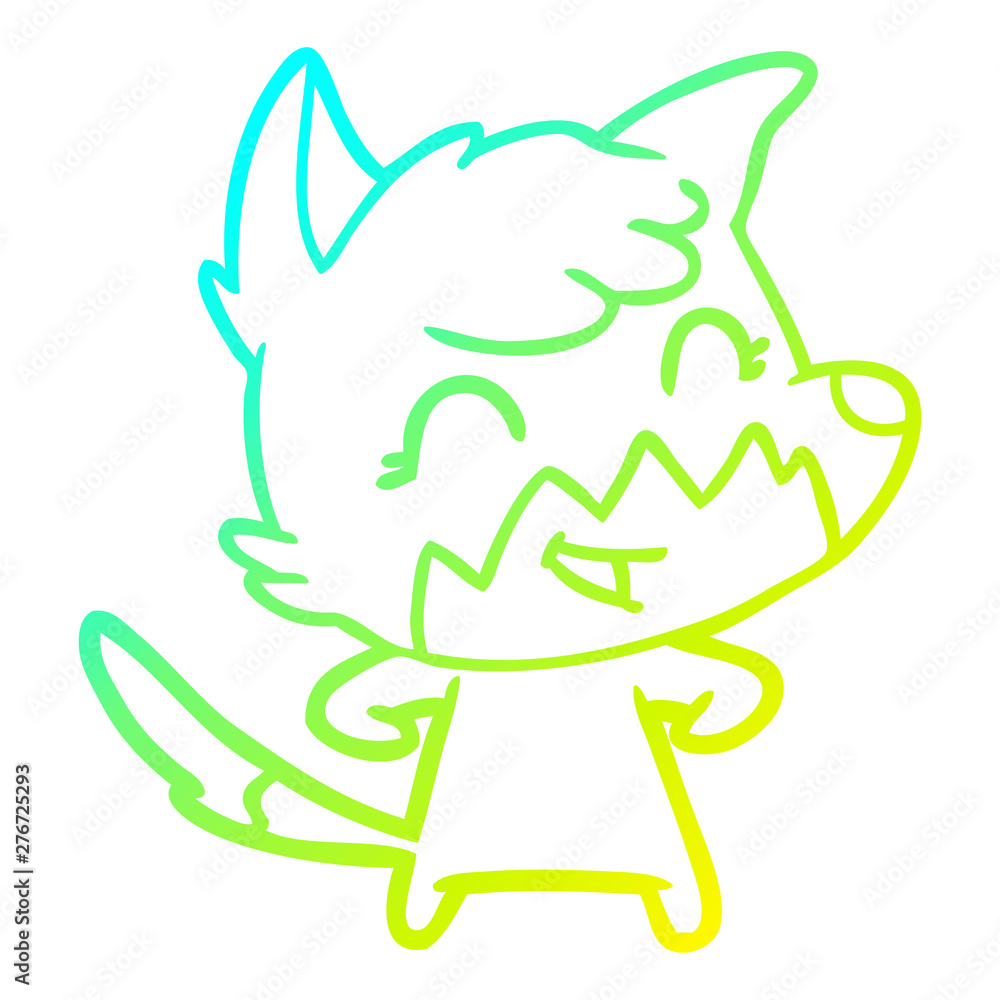 cold gradient line drawing happy cartoon fox cold gradient line drawing happy cartoon fox