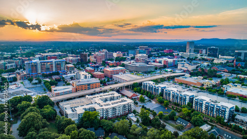 Greenville South Carolina Sunset Aerial photo