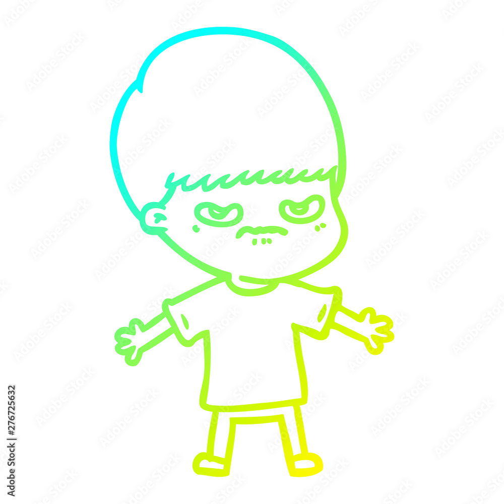 cold gradient line drawing annoyed cartoon boy cold gradient line drawing annoyed cartoon boy