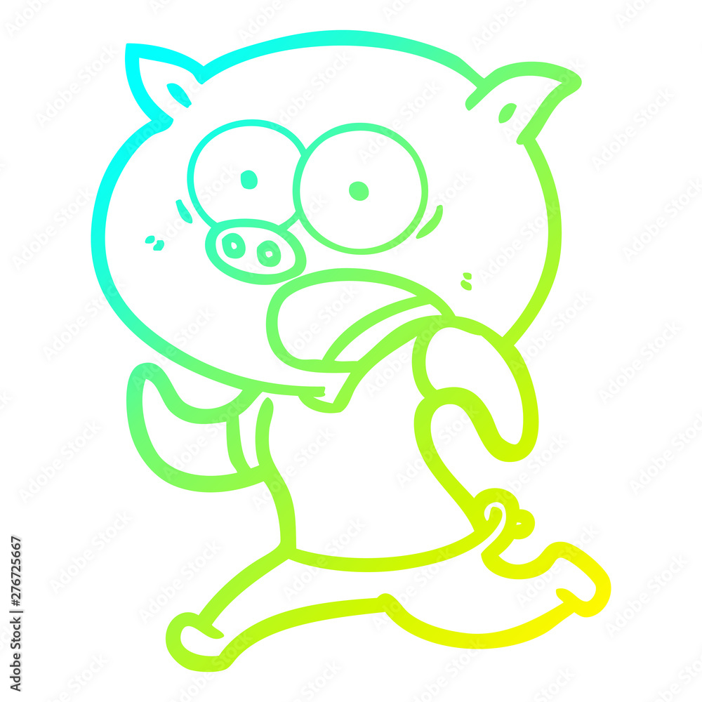 cold gradient line drawing cartoon pig running away cold gradient line drawing cartoon pig running away