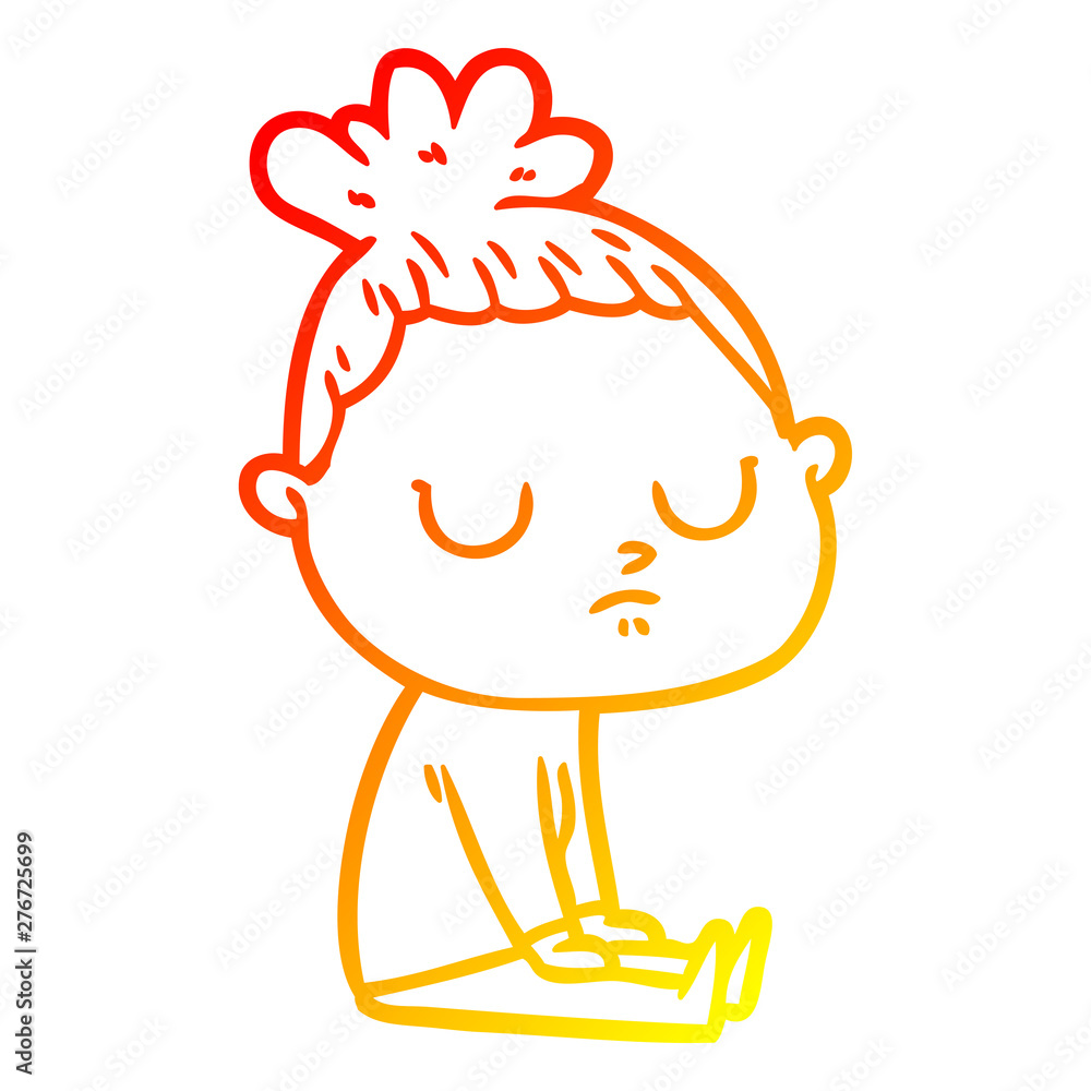 warm gradient line drawing cartoon calm woman warm gradient line drawing cartoon calm woman