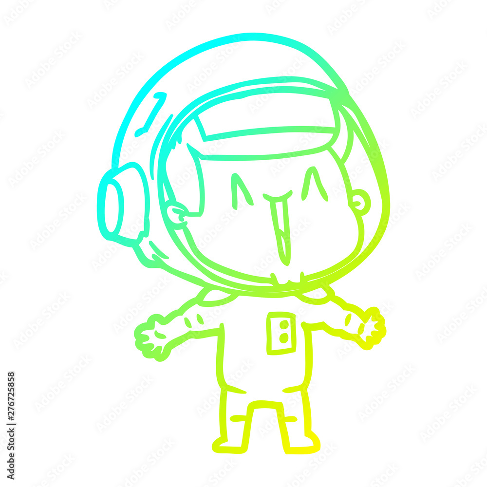 cold gradient line drawing happy cartoon astronaut cold gradient line drawing happy cartoon astronaut