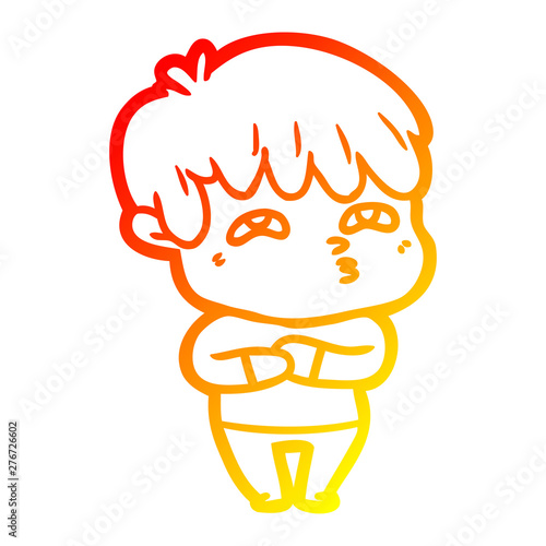 warm gradient line drawing cartoon curious man