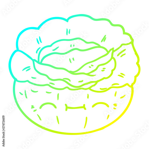cold gradient line drawing cartoon cabbage