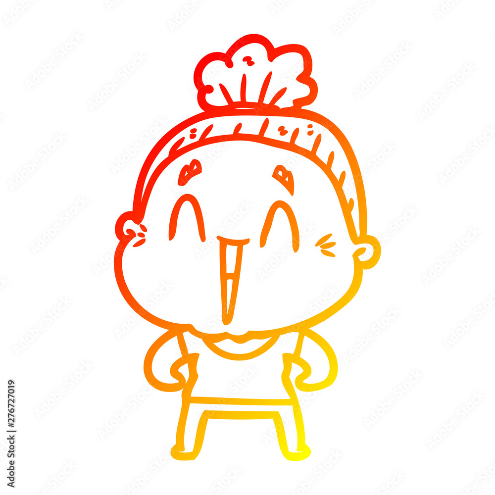 warm gradient line drawing cartoon happy old lady warm gradient line drawing cartoon happy old lady