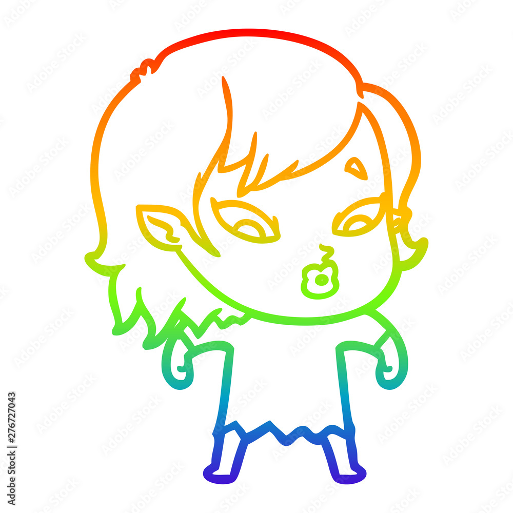 rainbow gradient line drawing cute cartoon vampire girl rainbow gradient line drawing cute cartoon vampire girl