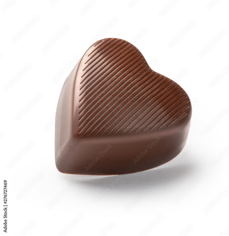 chocolate candy  heart on a white background - obrazy, fototapety, plakaty 