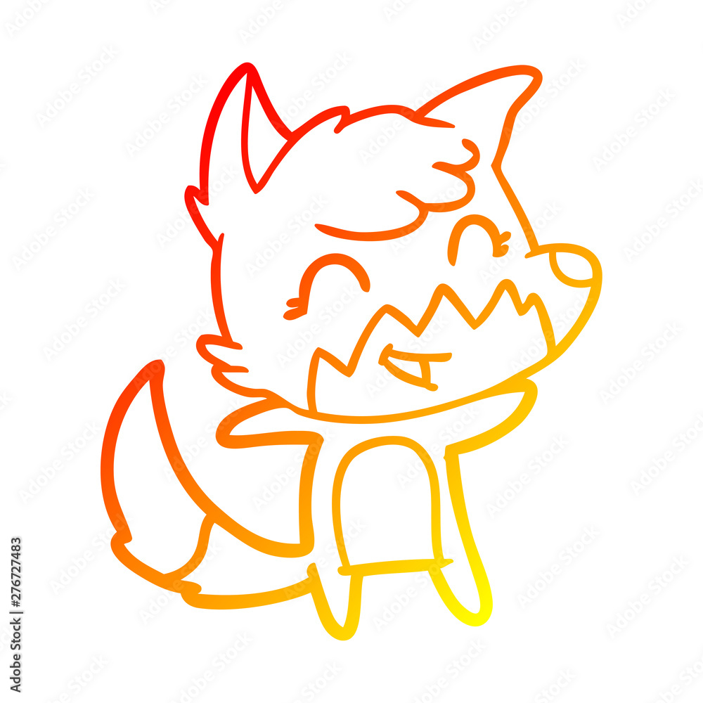 warm gradient line drawing happy cartoon fox warm gradient line drawing happy cartoon fox
