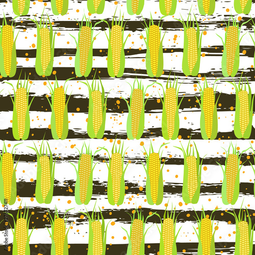 Seamless pattern of cobs of corn