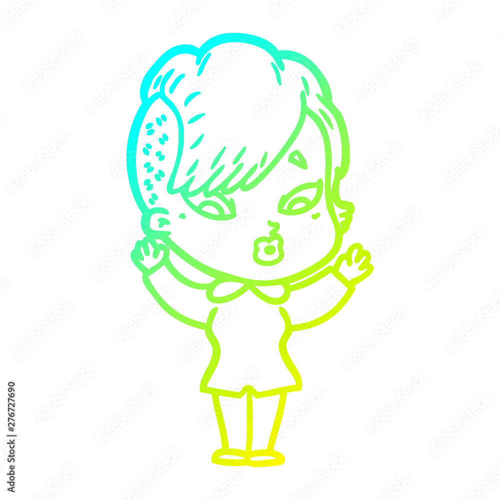 cold gradient line drawing cartoon surprised girl cold gradient line drawing cartoon surprised girl