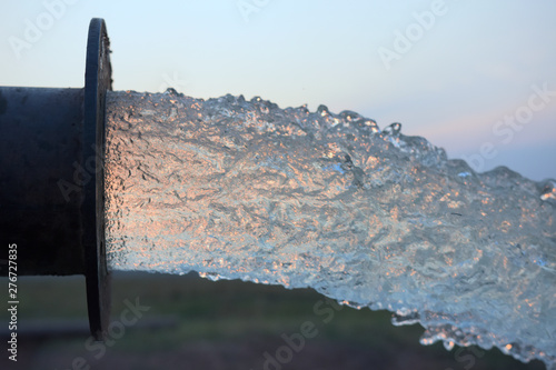 water flow out  from pipe of hi power pump.