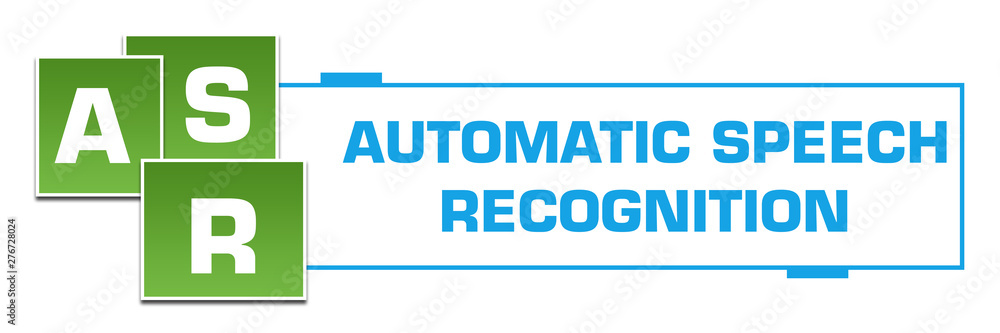 Fototapeta premium ASR - Automatic Speech Recognition Green Blue Squares Left Box 