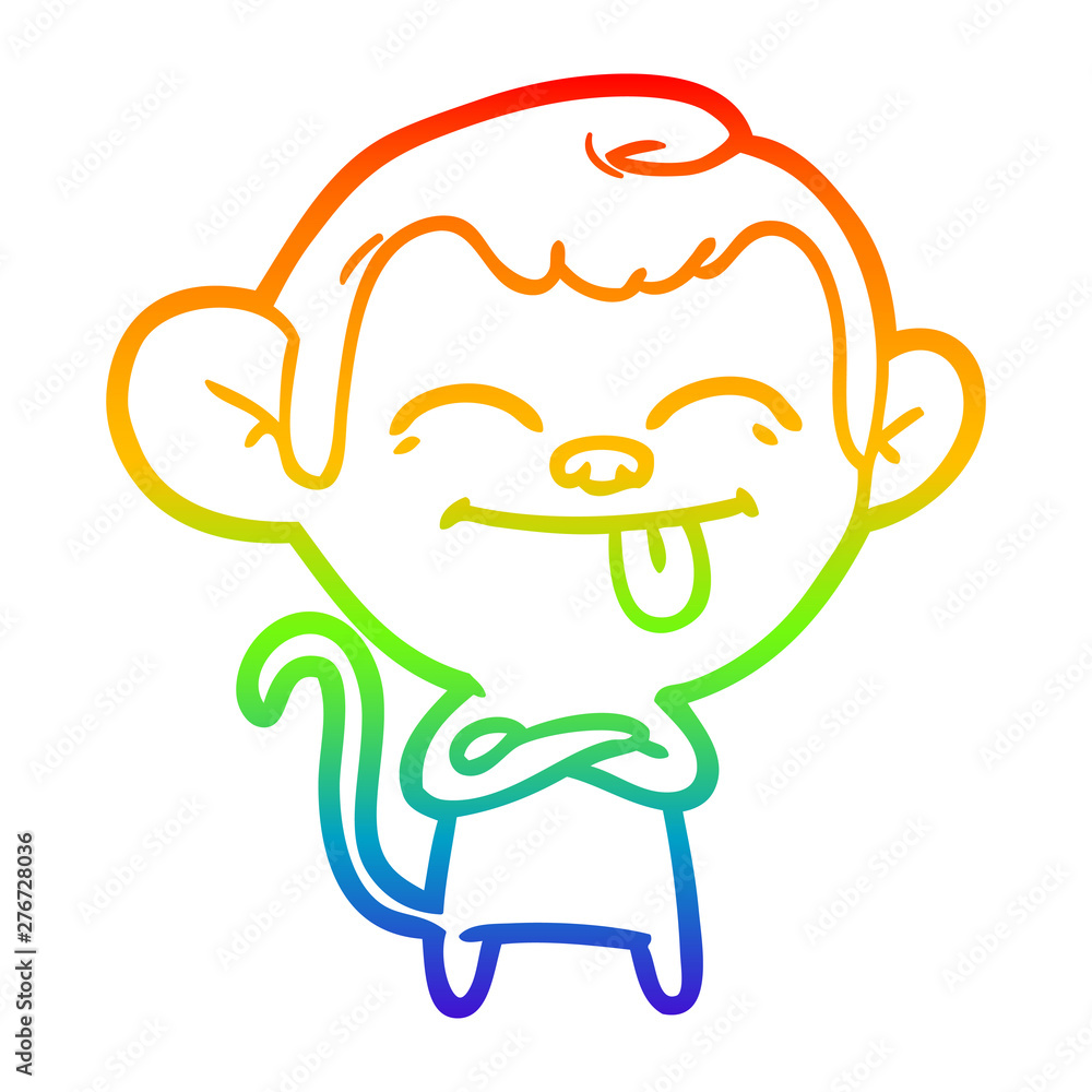rainbow gradient line drawing funny cartoon monkey rainbow gradient line drawing funny cartoon monkey
