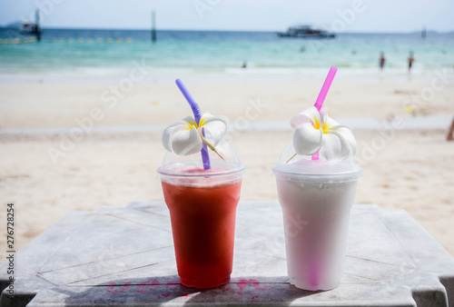cocktail on the beach, fruit juice