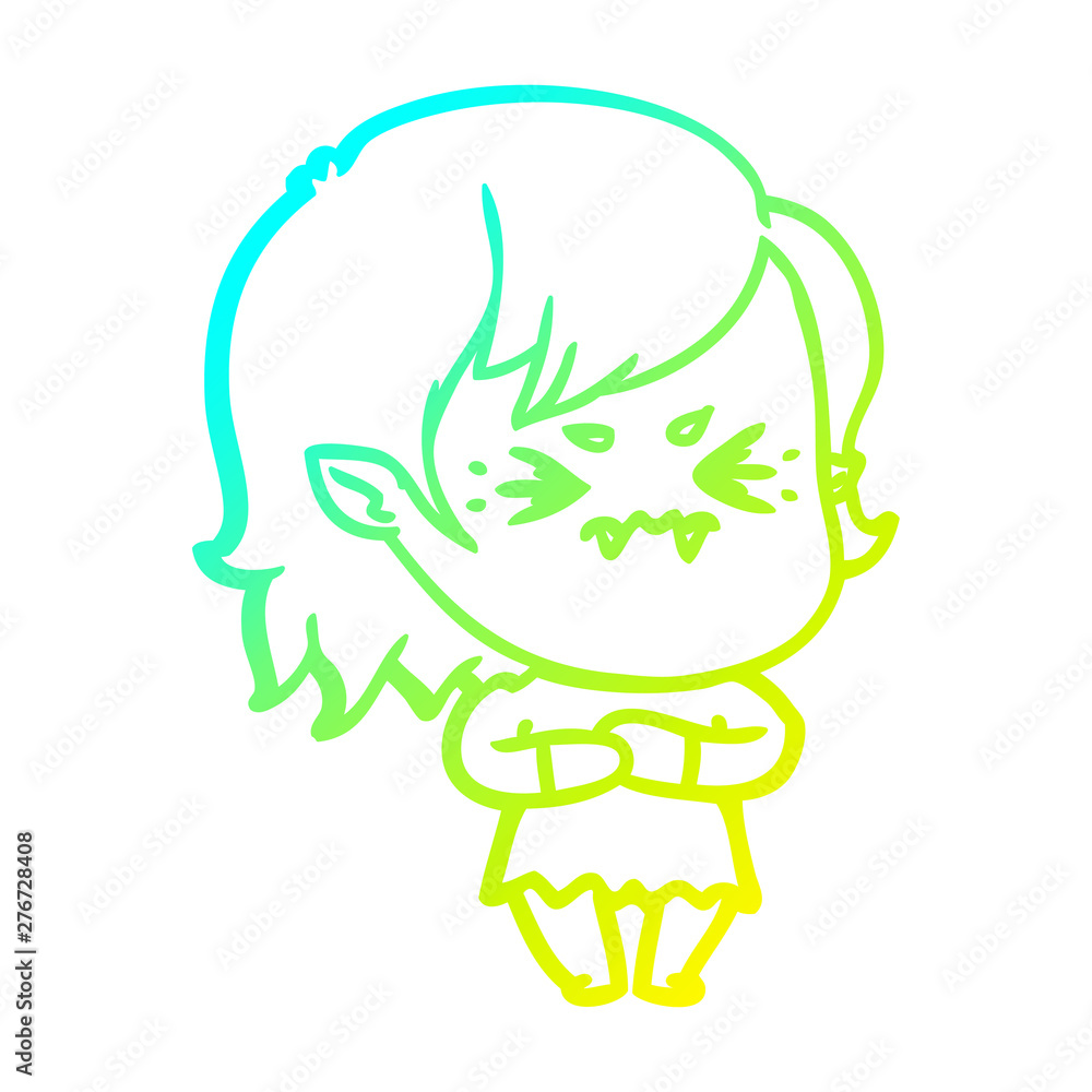 cold gradient line drawing annoyed cartoon vampire girl cold gradient line drawing annoyed cartoon vampire girl