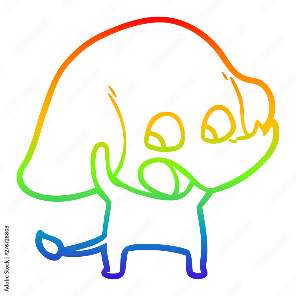 rainbow gradient line drawing cute cartoon elephant rainbow gradient line drawing cute cartoon elephant