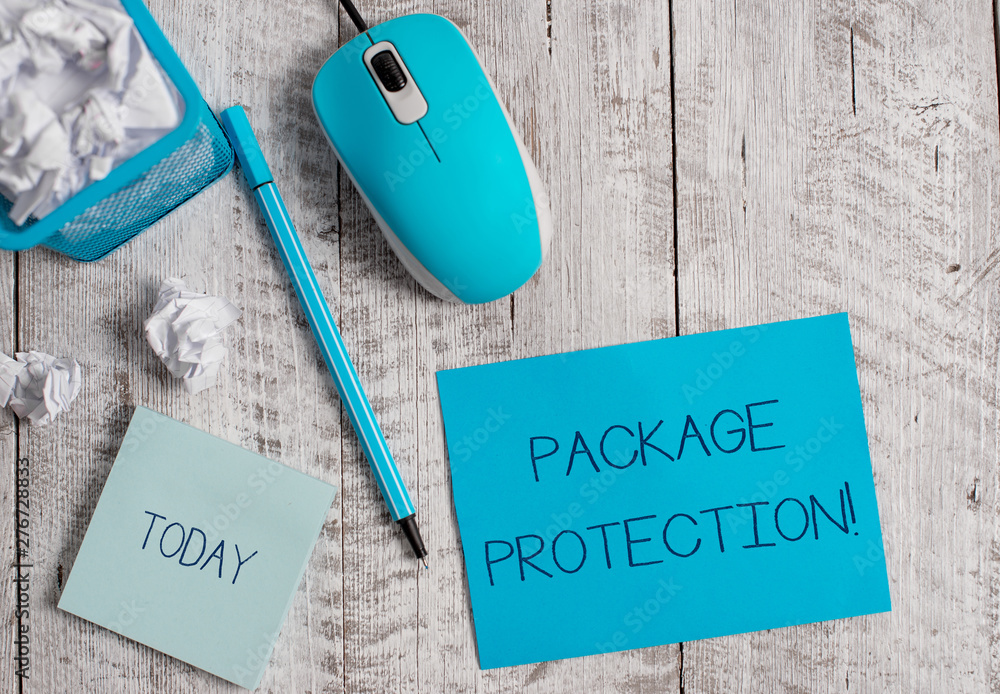 Conceptual hand writing showing Package Protection. Concept meaning