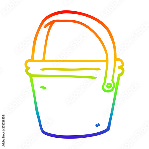 rainbow gradient line drawing cartoon bucket