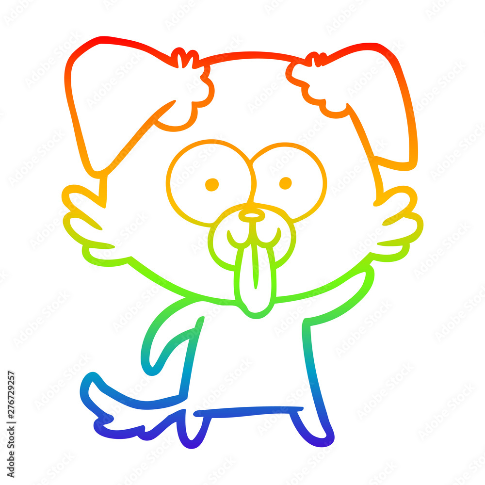rainbow gradient line drawing cartoon dog with tongue sticking out rainbow gradient line drawing cartoon dog with tongue sticking out