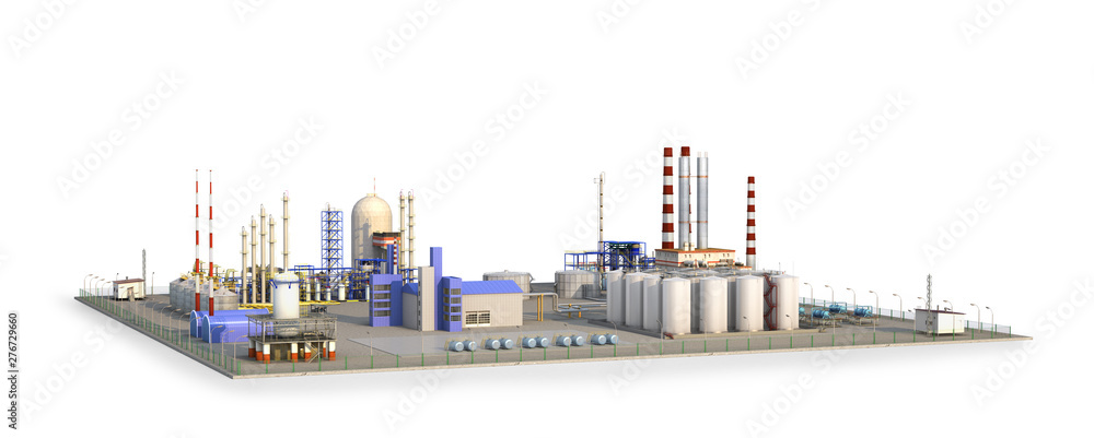 factory outside Isolated on white background. 3d illustration