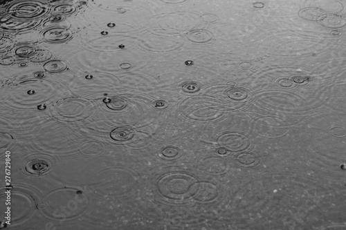 rain puddle autumn water  surface raindrop