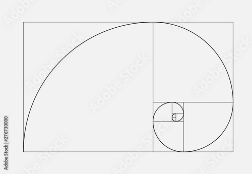 Golden ratio geometric concept. Fibonacci spiral. Vector illustration photo