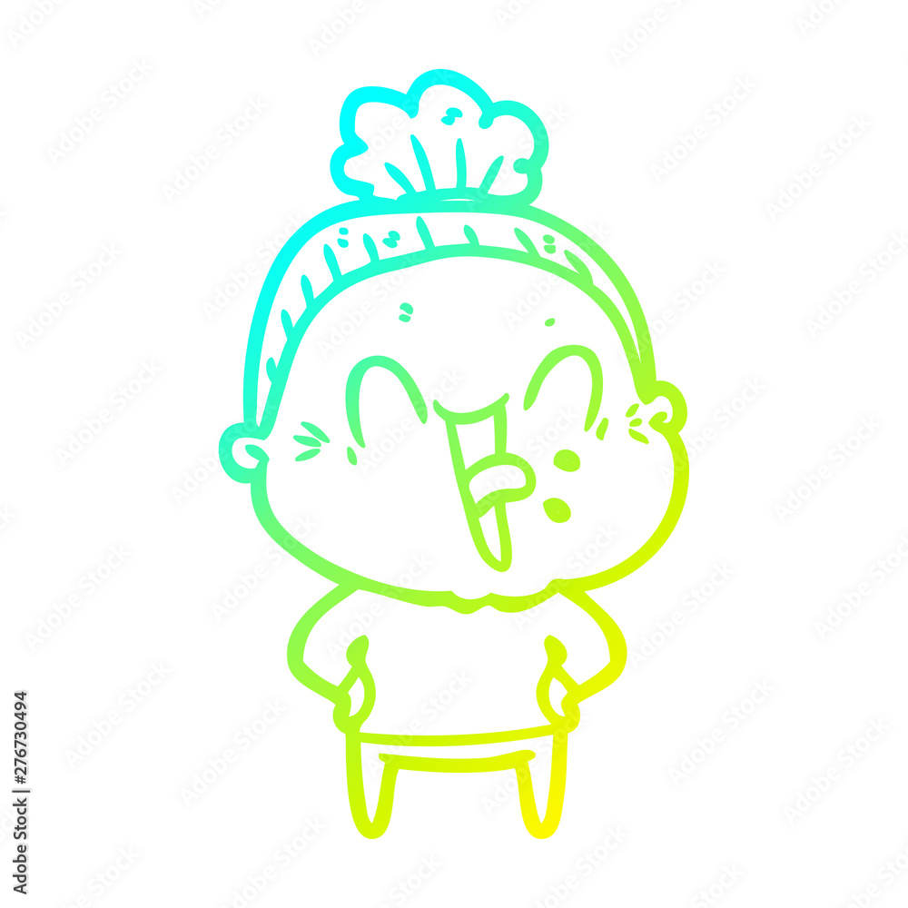cold gradient line drawing cartoon happy old woman cold gradient line drawing cartoon happy old woman