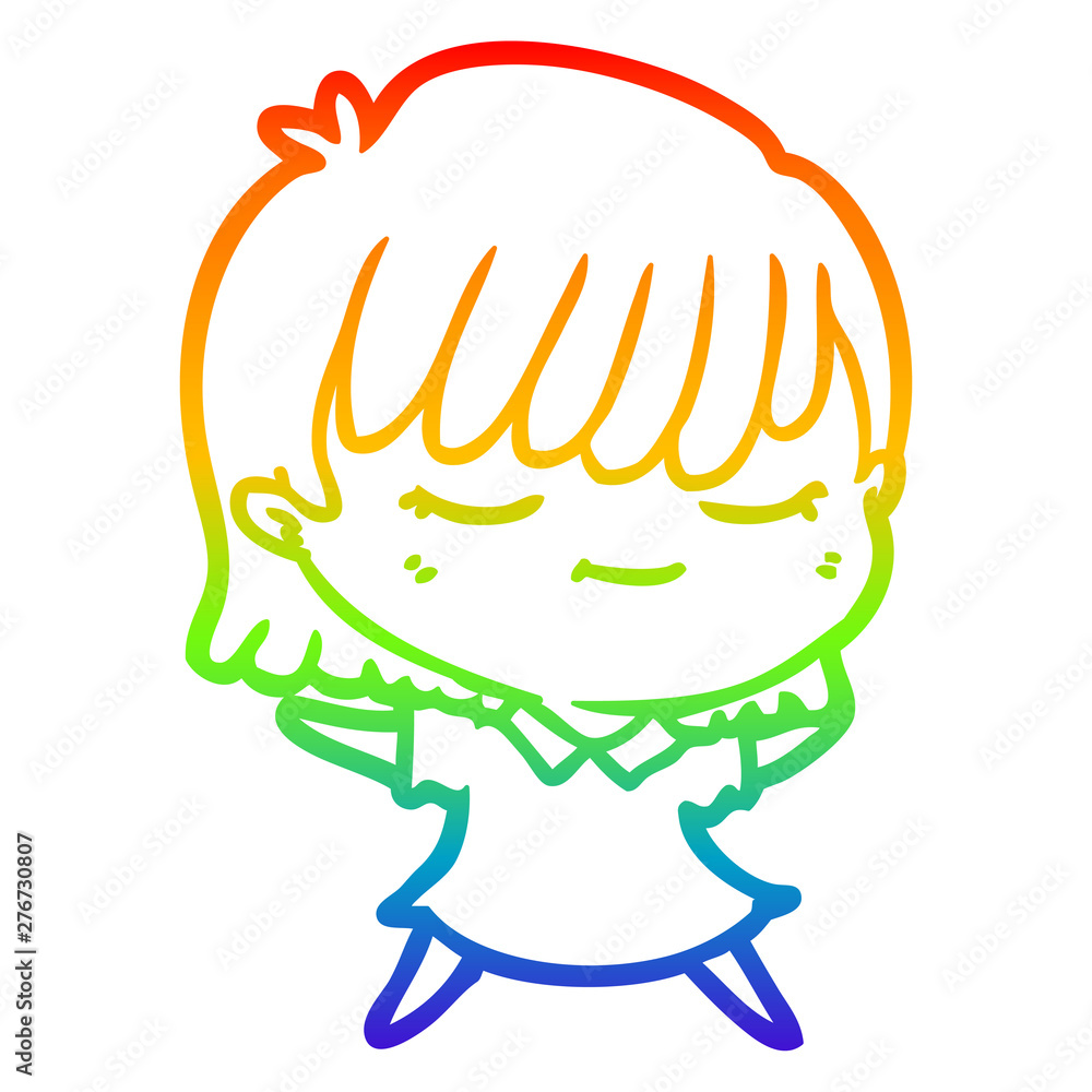 rainbow gradient line drawing cartoon woman rainbow gradient line drawing cartoon woman
