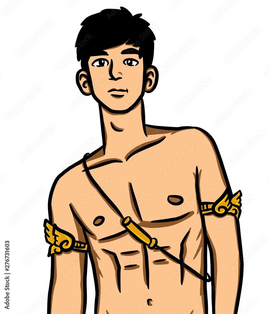 Fototapeta premium art cute sexy man on white background