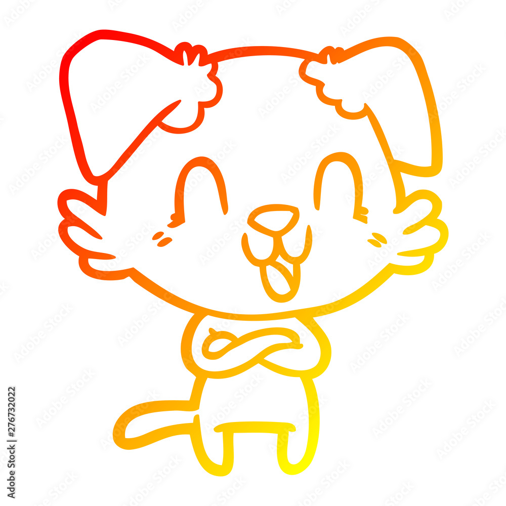 warm gradient line drawing laughing cartoon dog warm gradient line drawing laughing cartoon dog