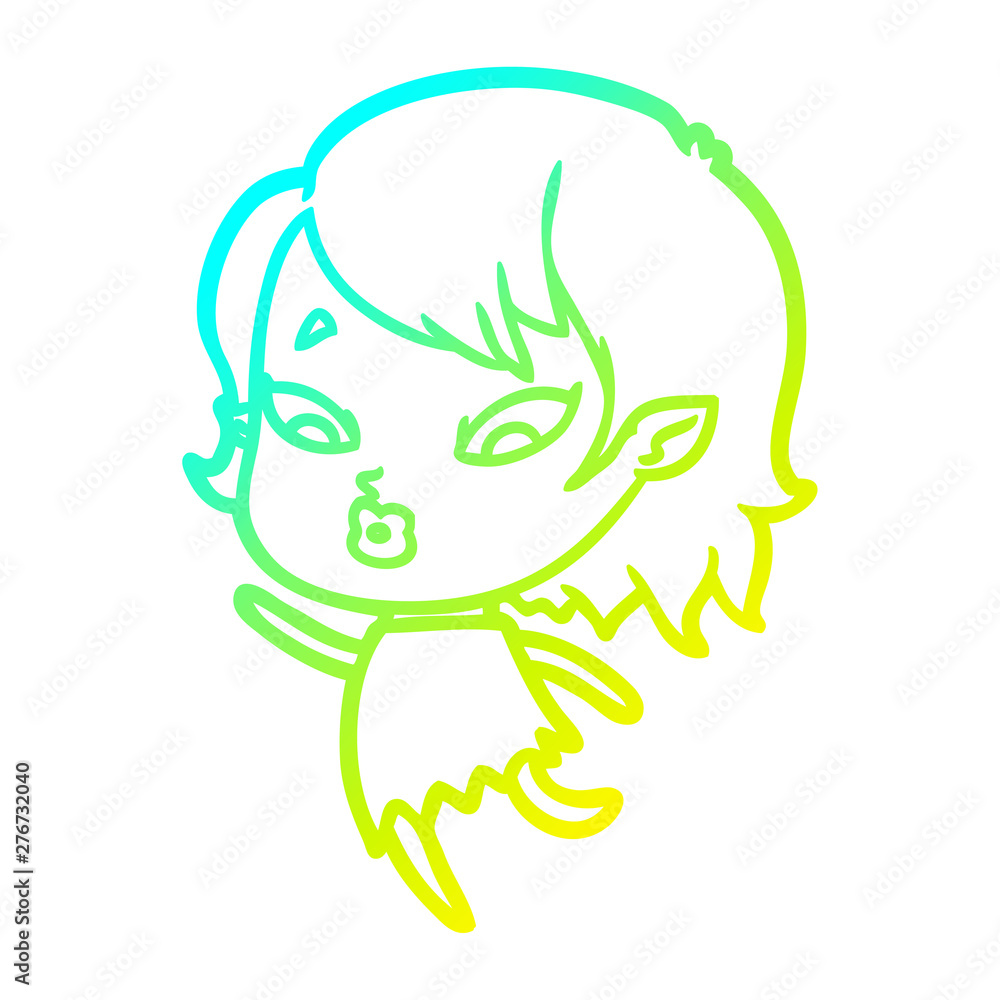 cold gradient line drawing cute cartoon vampire girl cold gradient line drawing cute cartoon vampire girl