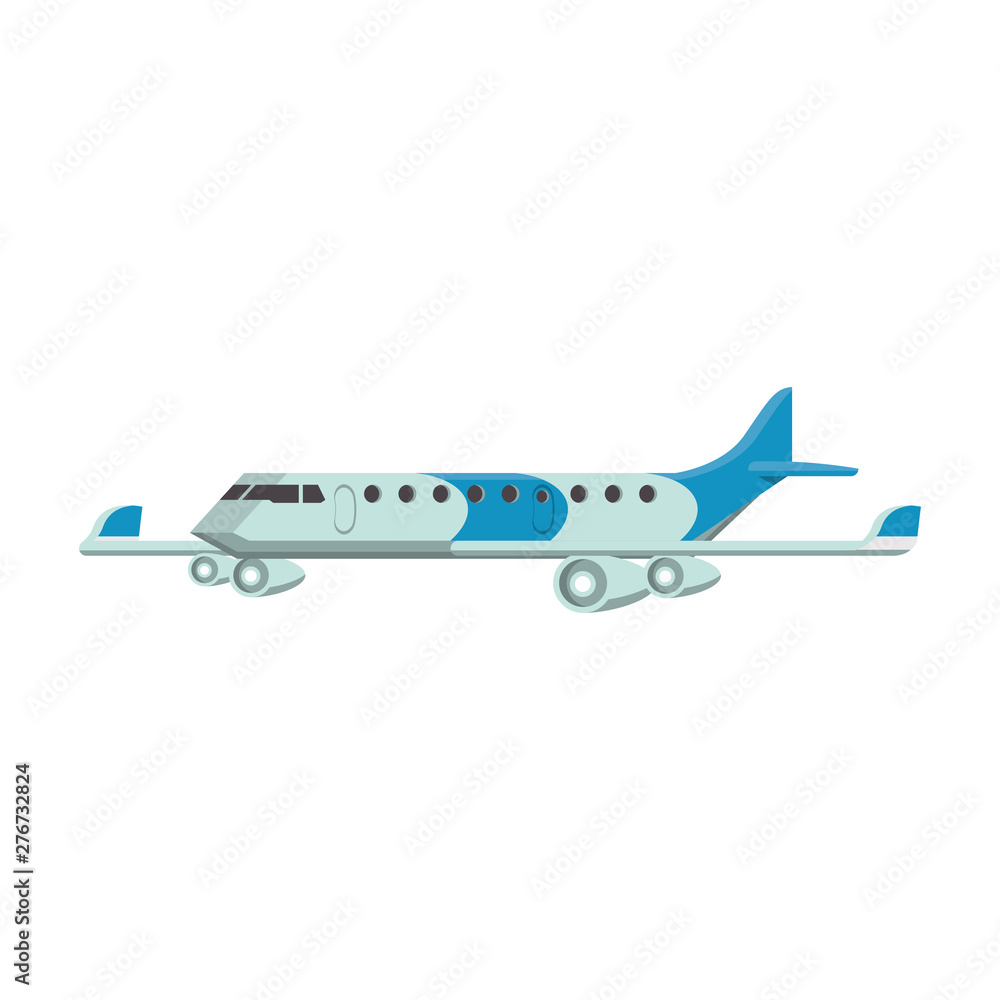 Jet airplane aircraft sideview isolated vector illustration