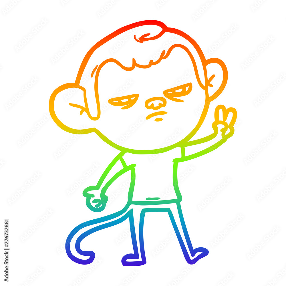 rainbow gradient line drawing cartoon annoyed monkey rainbow gradient line drawing cartoon annoyed monkey