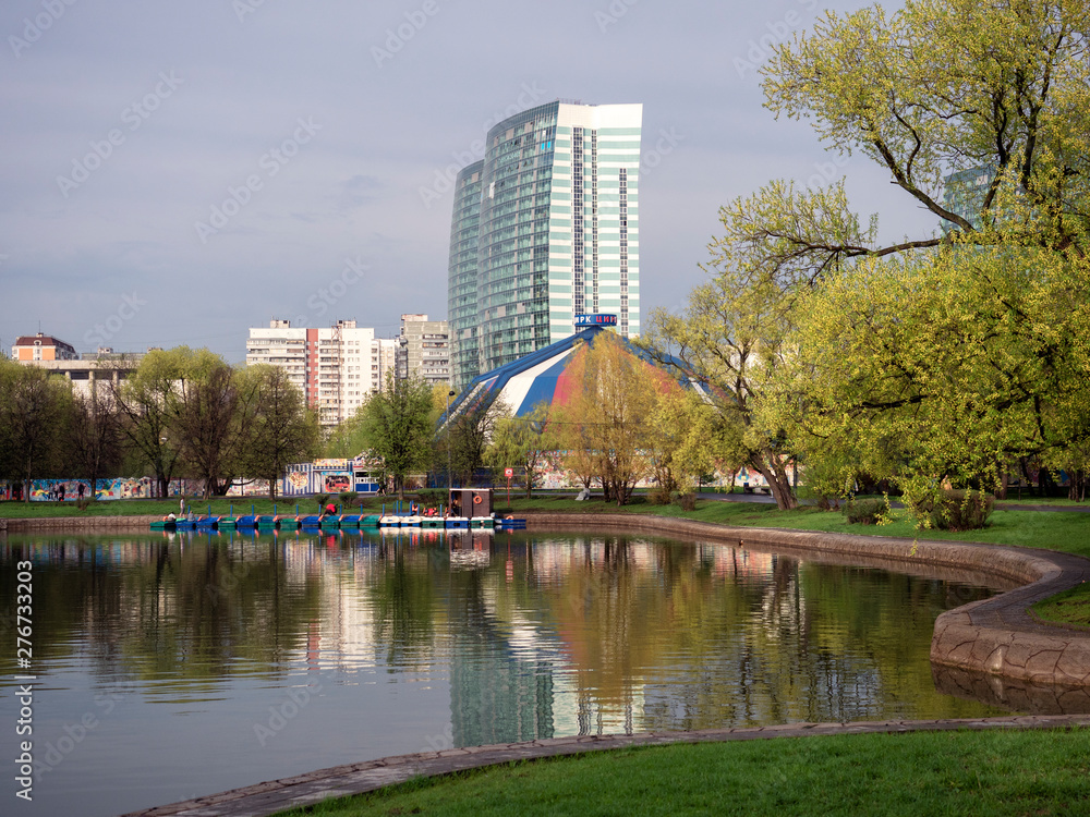 View from the city Park of Friendship to residential areas of Moscow